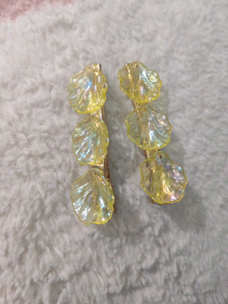 Cute Yellow Shell Hair Clips ☀️