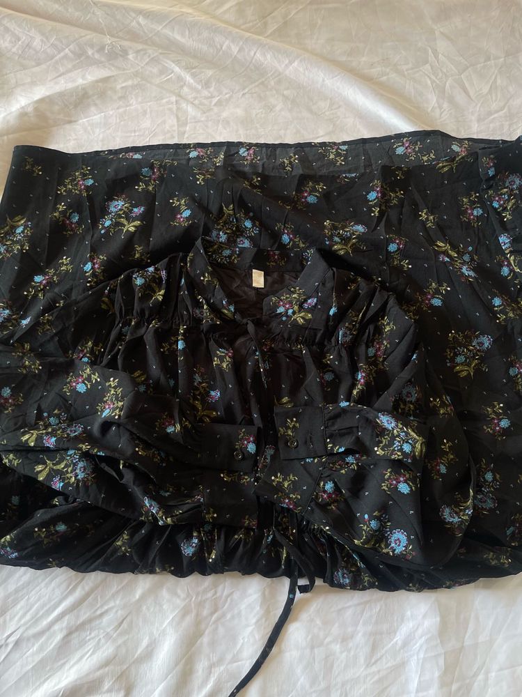 Black Floral Midi Dress