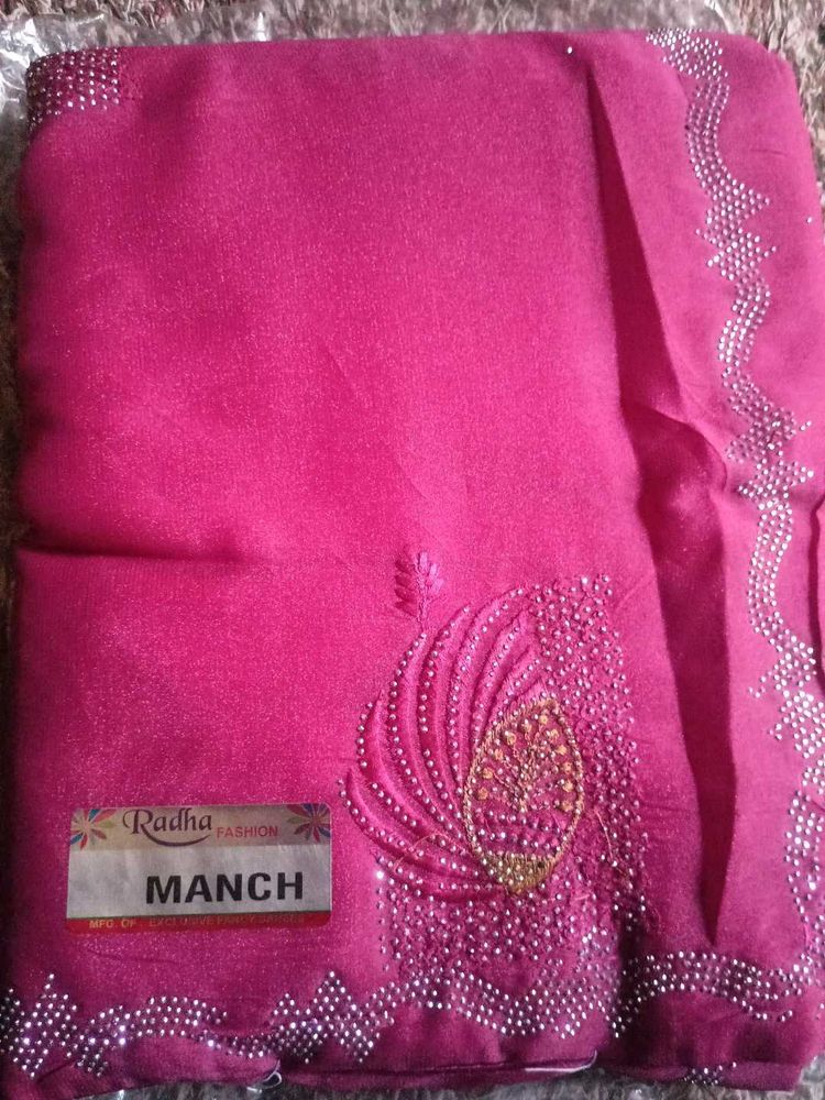 Stunning Pink Embellished Saree