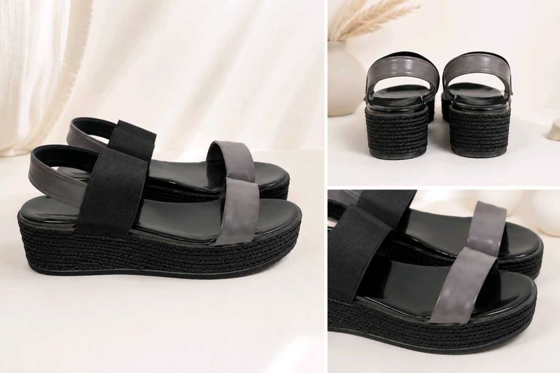 Stylish Black Platform Wedge Sandals for Women