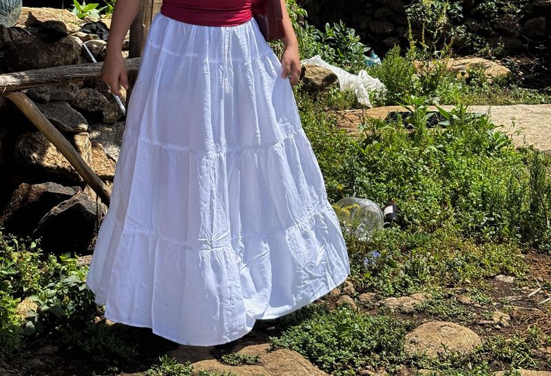 white maxi skirt