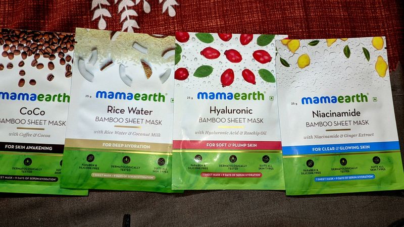 Set Of 4 Mamaearth Bamboo Sheet Mask Set