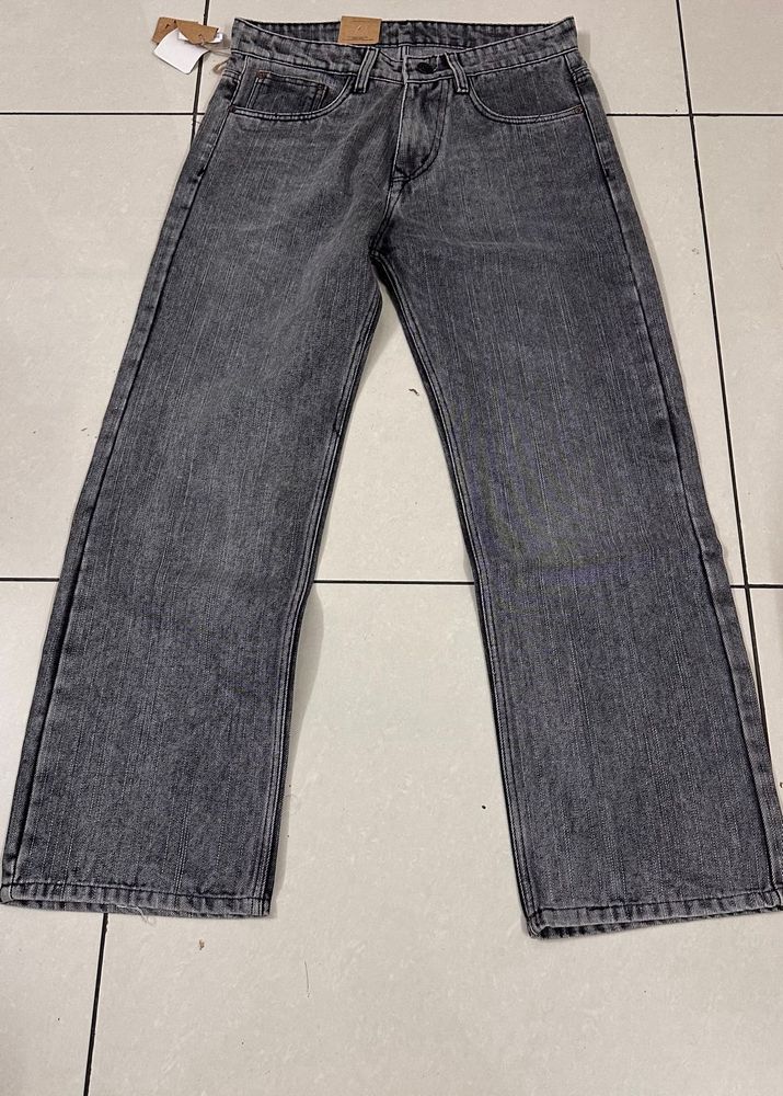 Grey Wash Wide Leg Jeans