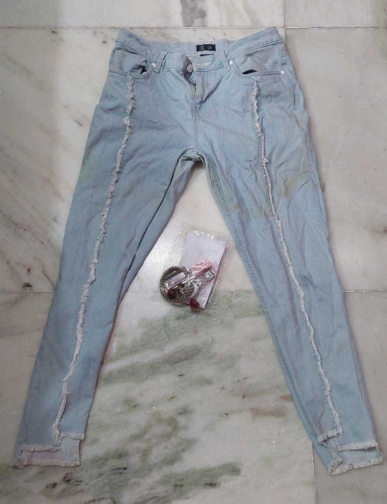 Light Blue Distressed Skinny Jeans