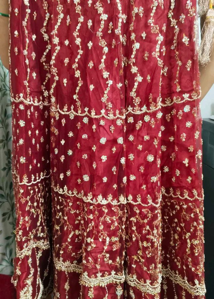 Stunning Vintage Red Embroidered Ethnic Gown