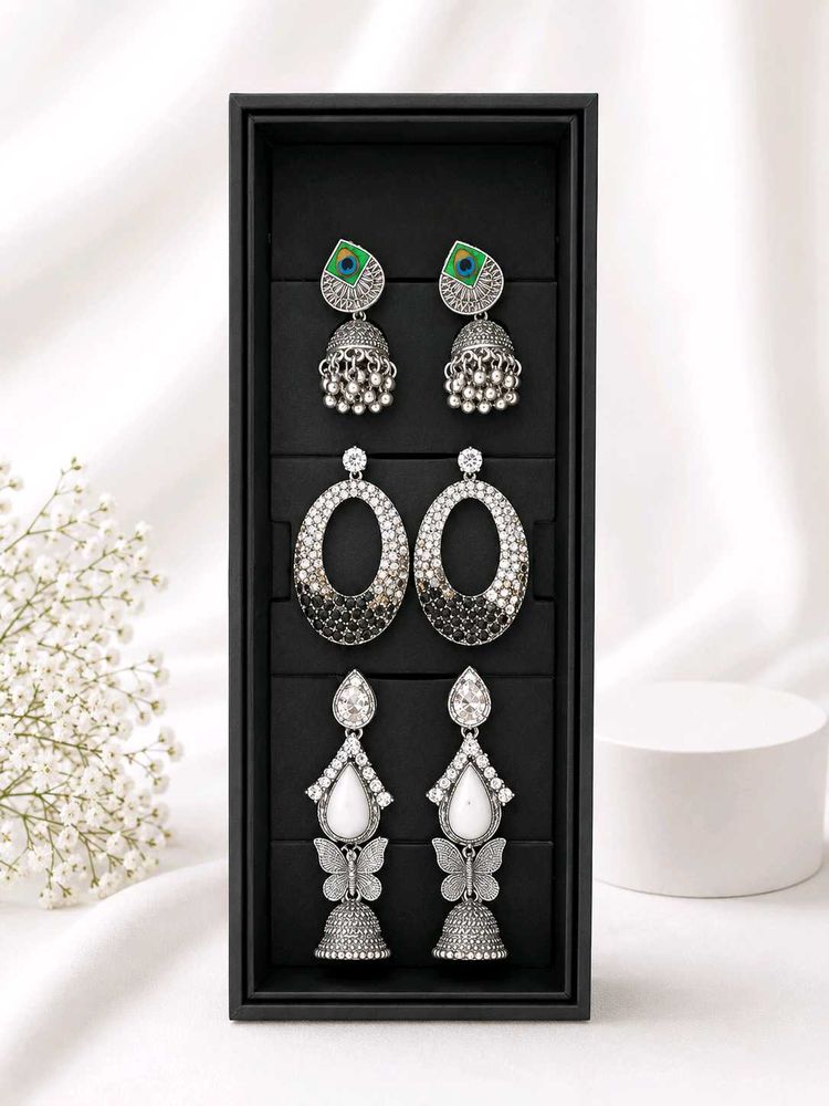 Exquisite 4 oxidised Earring Set
