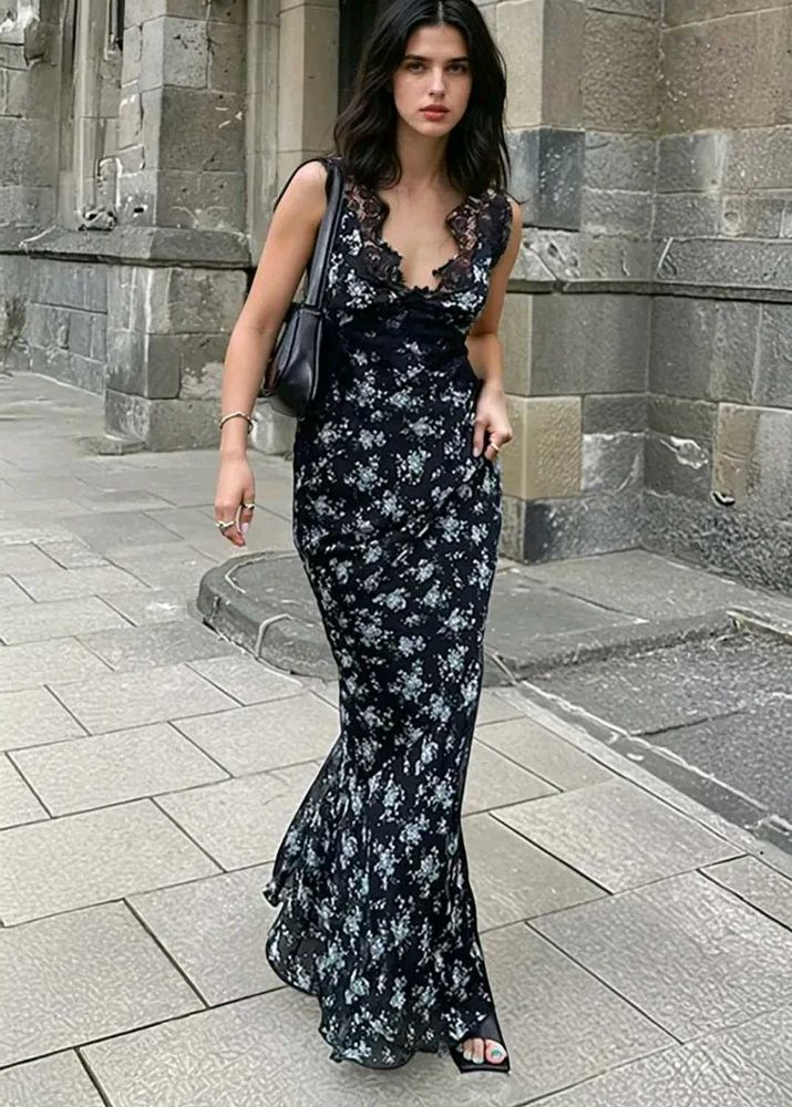 Newmee Floral Lace Maxi Dress