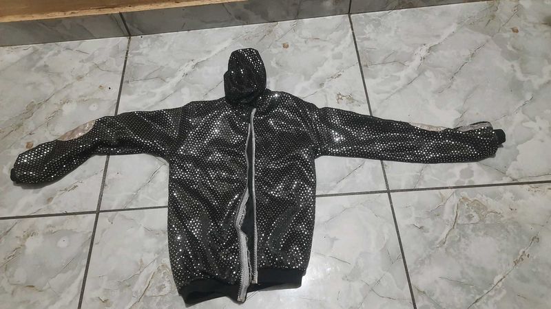 Sparkling Sequin Zip-Up Hoodie Jacket