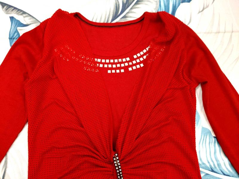 Red Sequins Top Party Wear