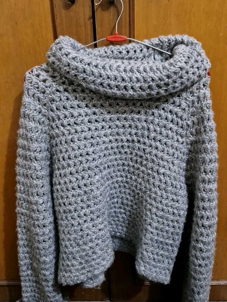 Cozy Grey Knit Turtleneck Sweater