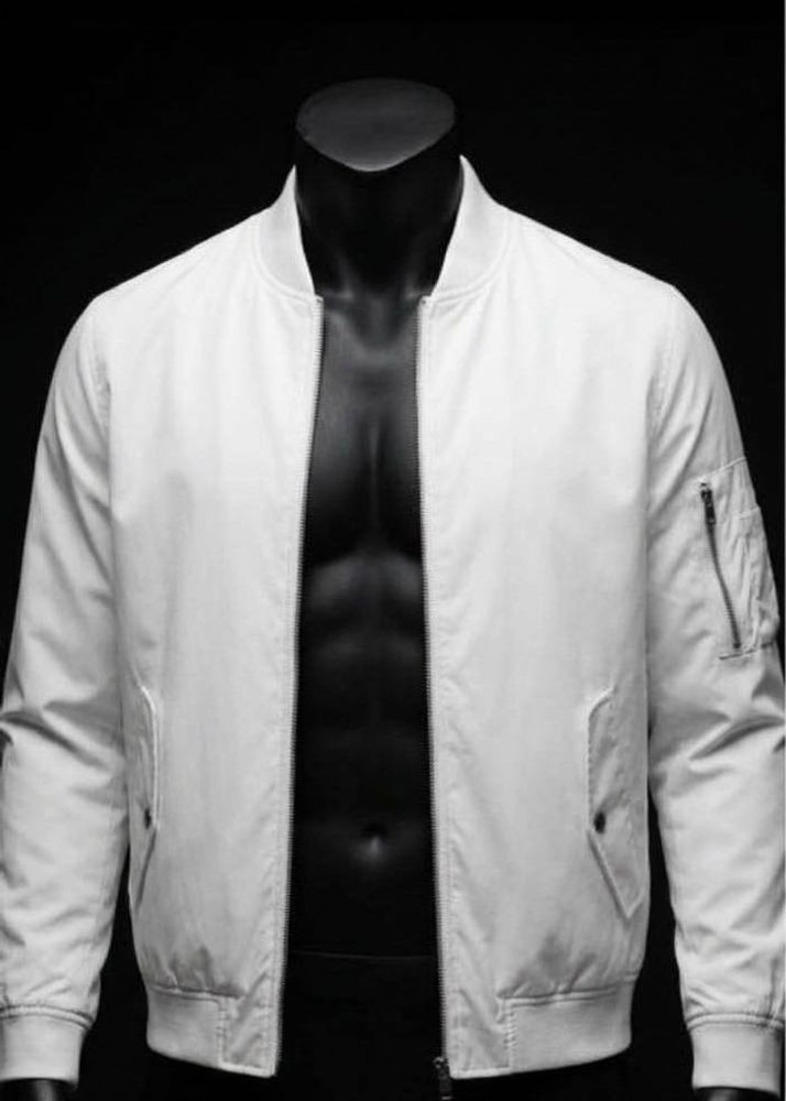 ZARA Men's White Bomber Jacket