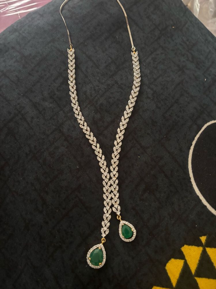 Elegant Cz &amp; Emerald Necklace