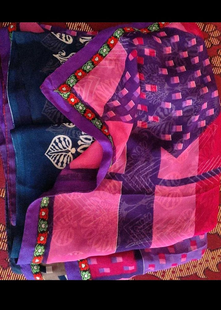 Vibrant Pink &amp; Purple Saree