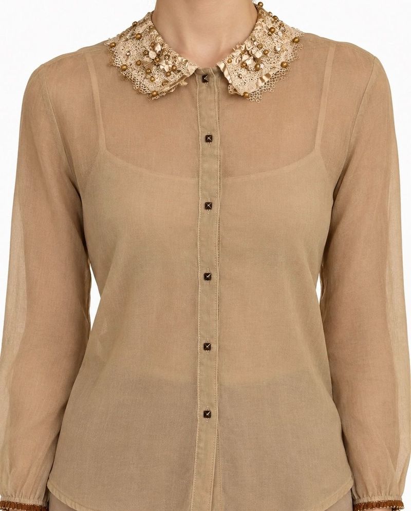 Beaded Collar Shirt