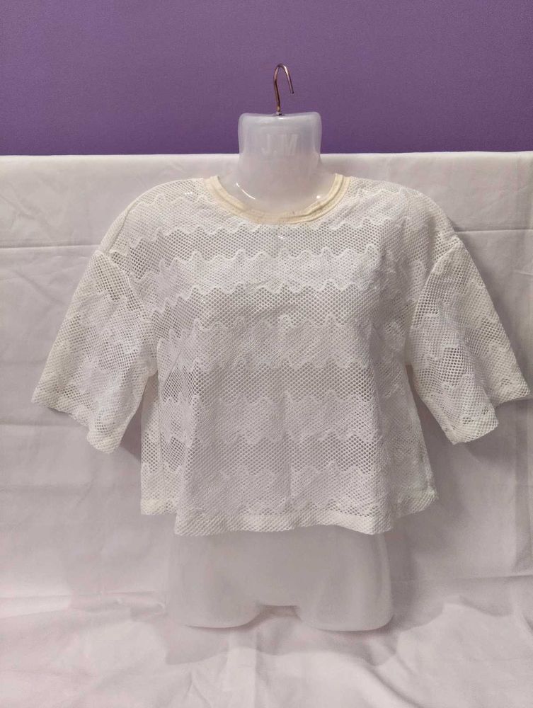 Sheer White Lace Cropped Top
