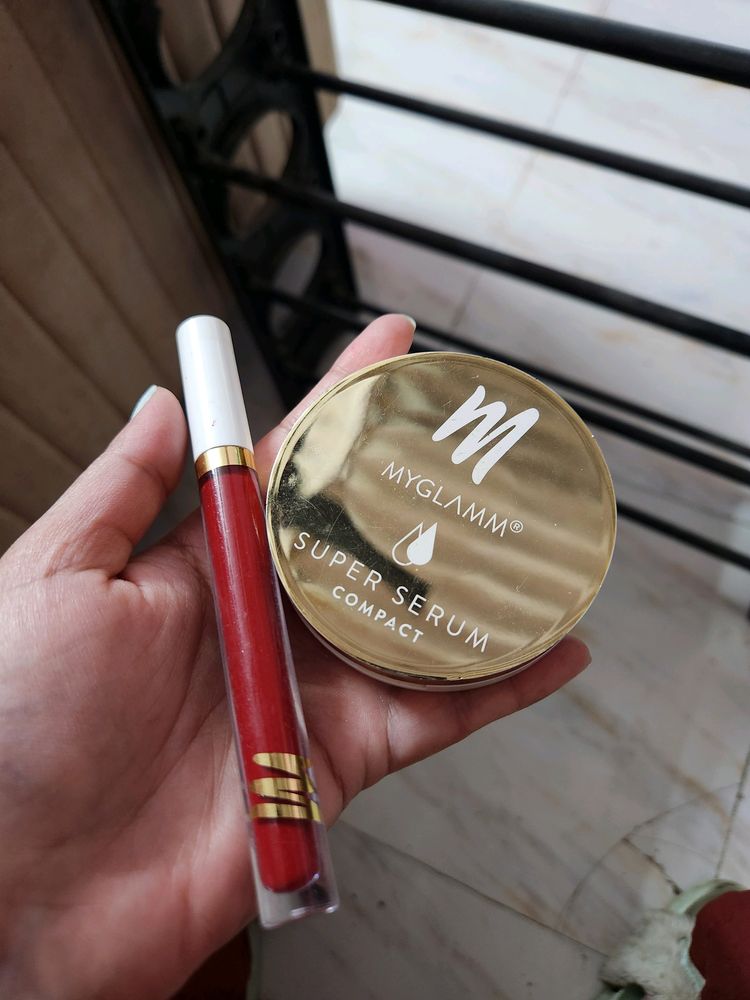 Combo Of Compact And Liquid Lipstick