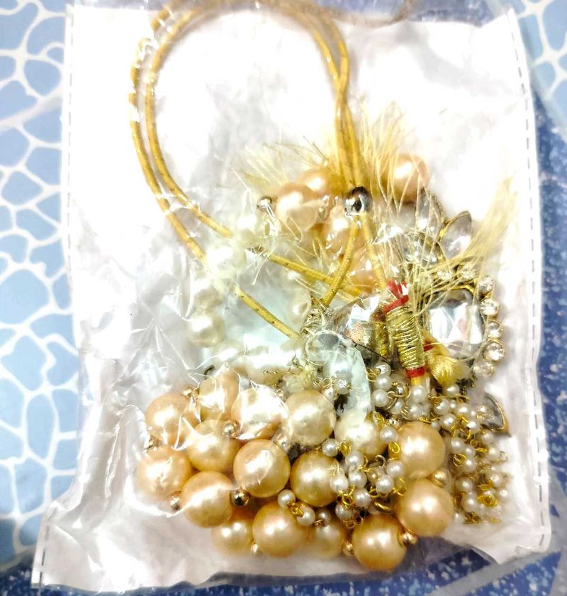 Pearl &amp; Stone Indian Tassel Earrings
