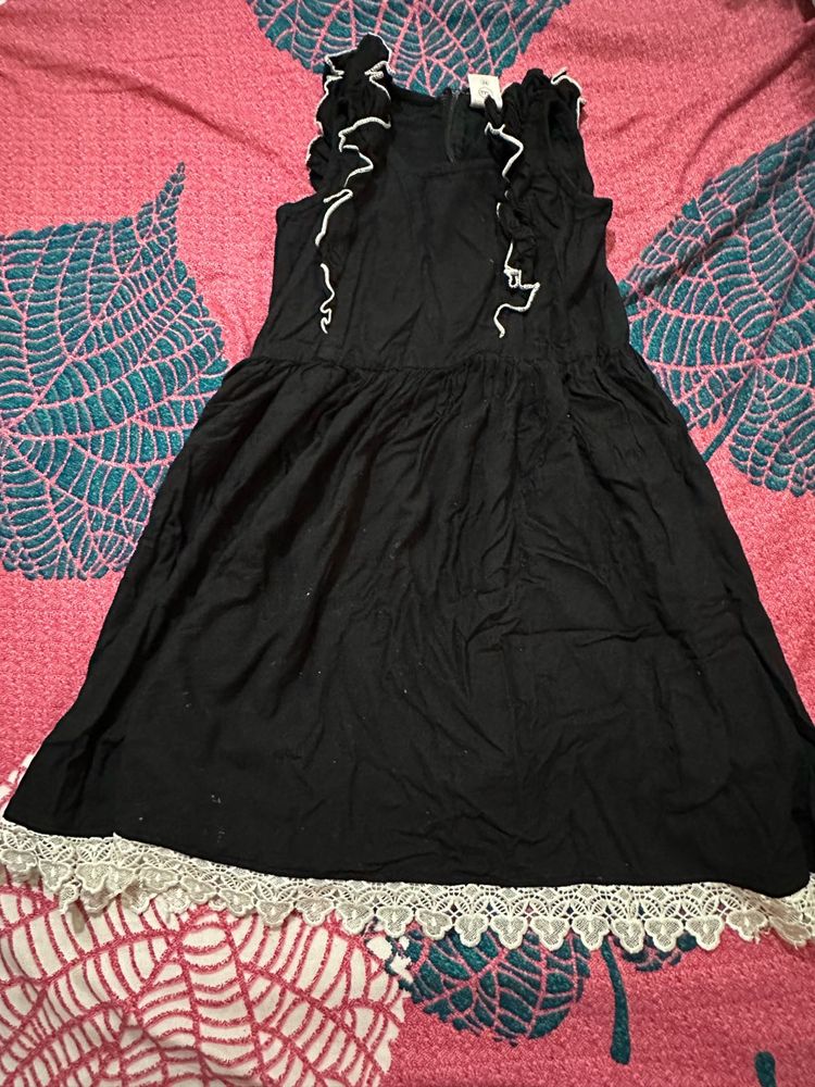 Girls Black Dress with Ruffles &amp; Lace