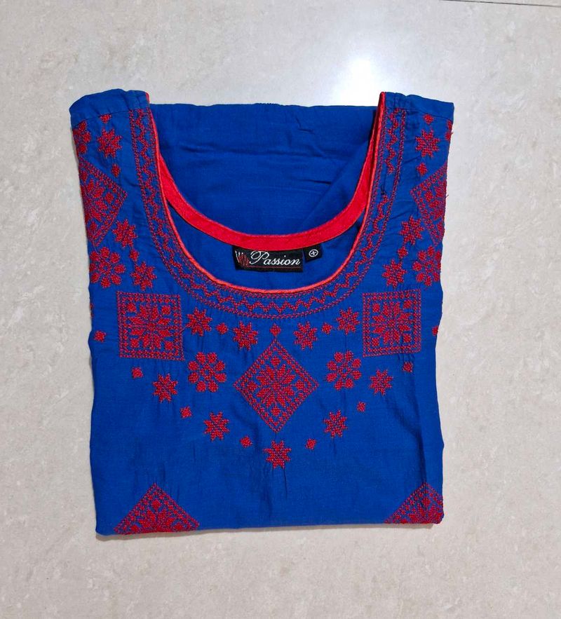 Blue Embroidered Kurta