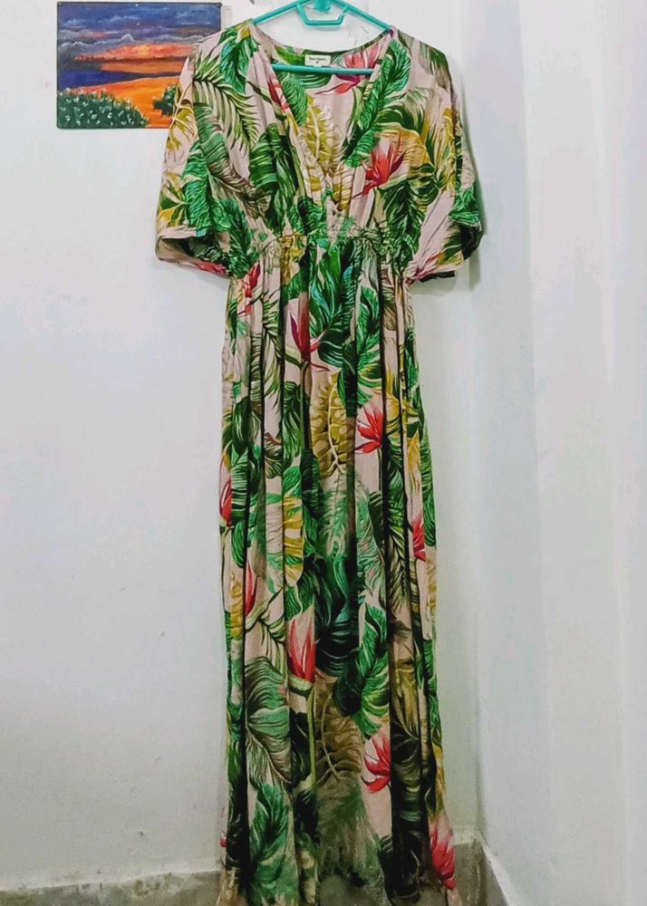 Tropical Print Maxi Dress