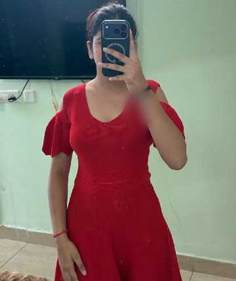 Red Cold Shoulder Flared Dress