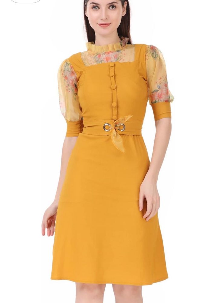 Stylish Yellow Fit &amp; Flare Dress