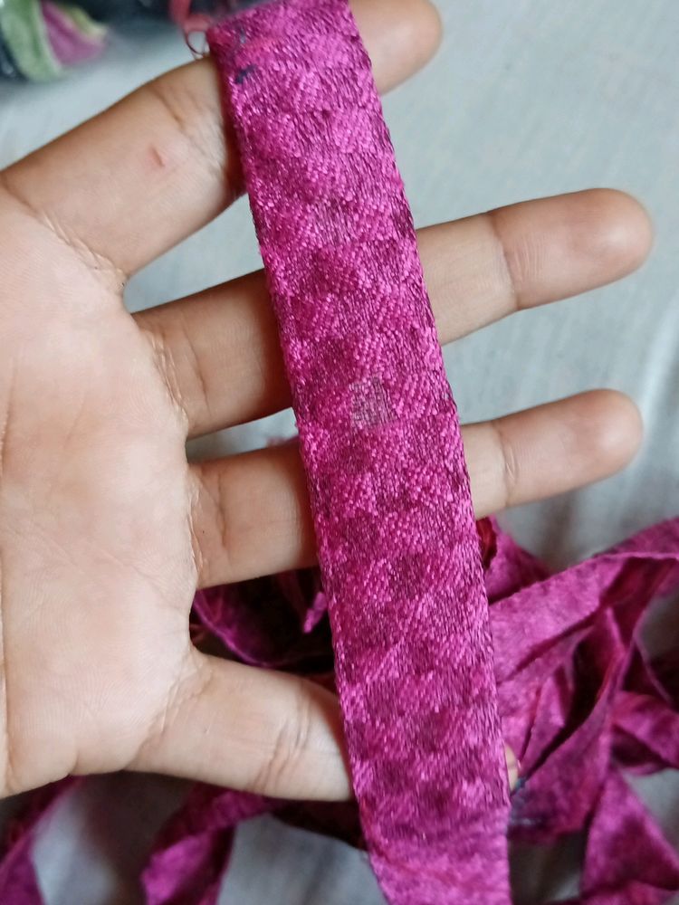 Pink Plain Saree Lace
