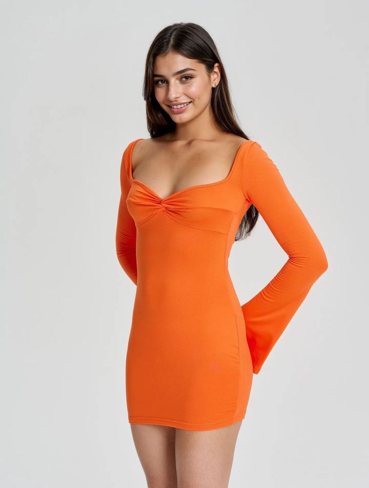 Urbanic Orange Long Sleeve Mini Dress