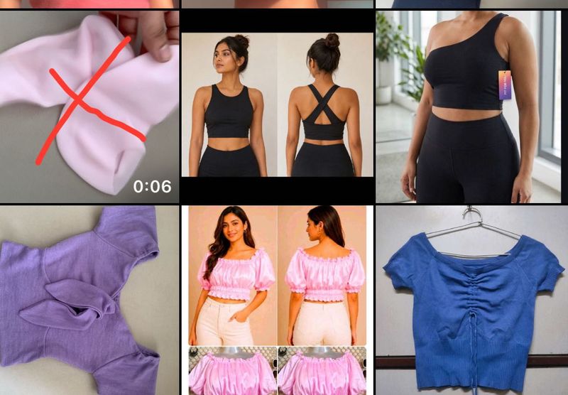 Blue Ruched Drawstring Crop Top