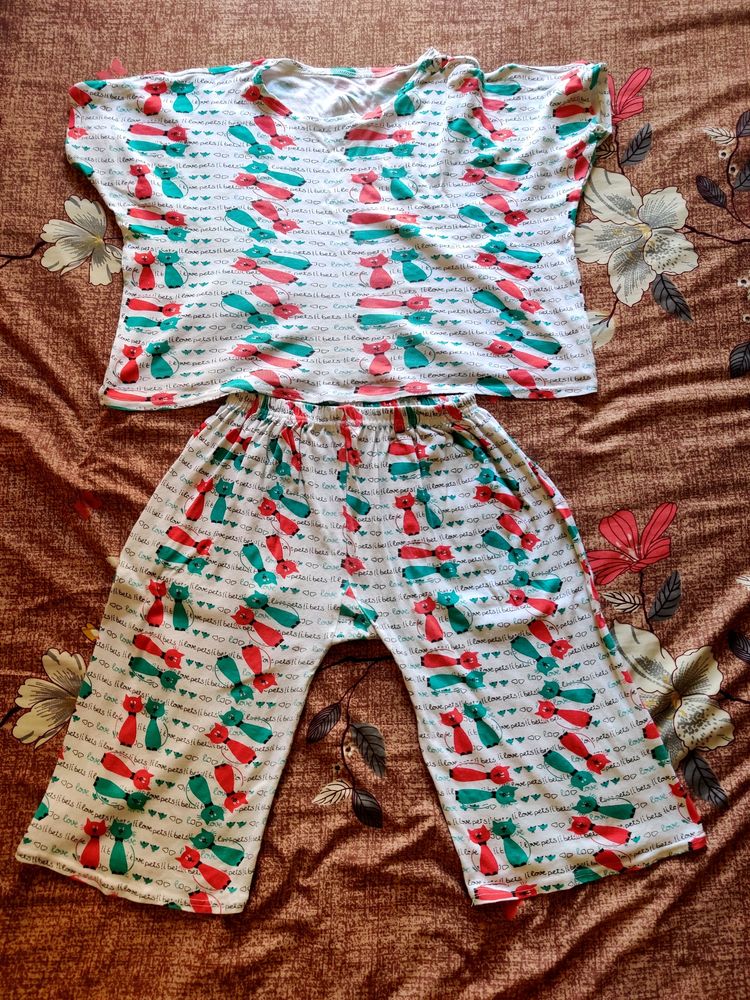 Cat Print Set for Women