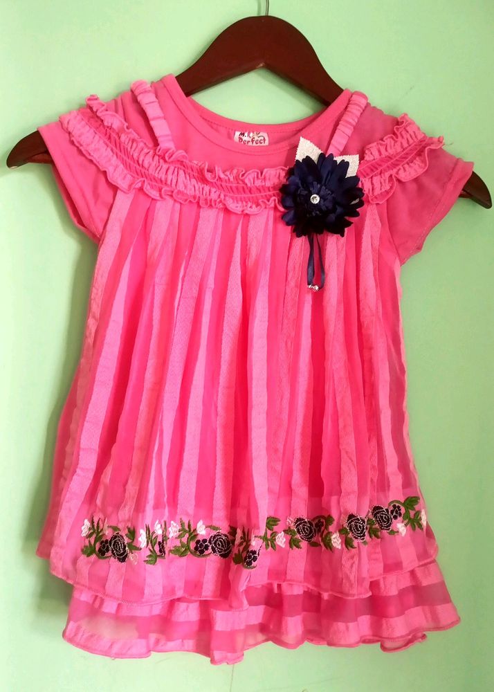 Pink Cold Shoulder Top For Girls