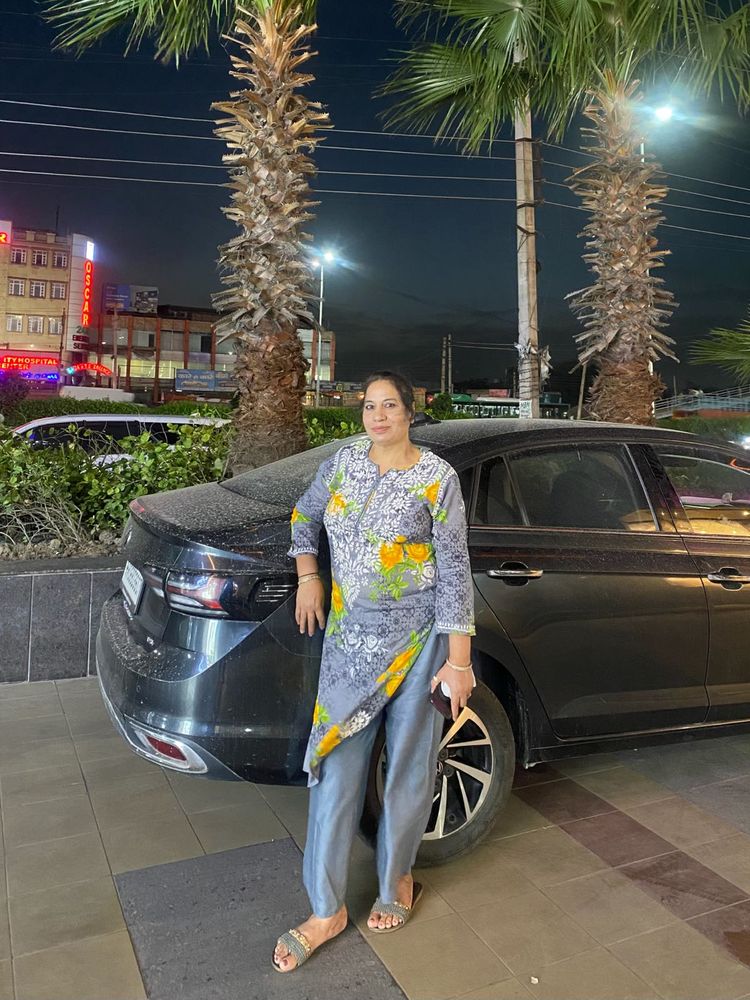 Grey Kurta with Yellow Floral Print