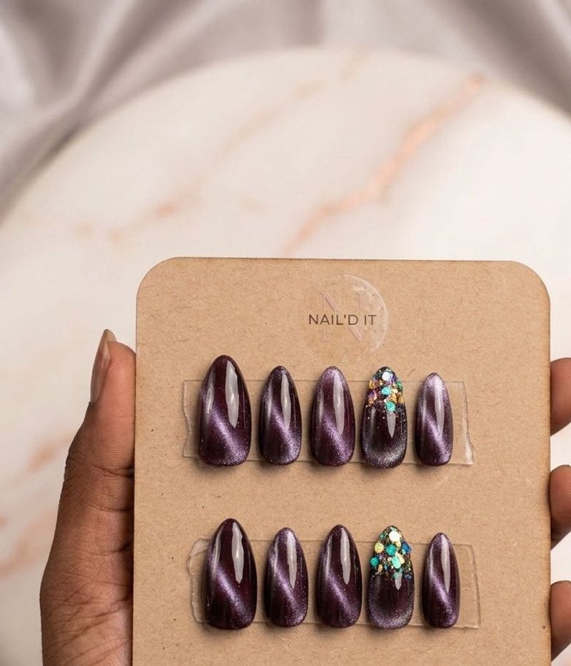 Berry Wine Cat Eye Press-On Nails