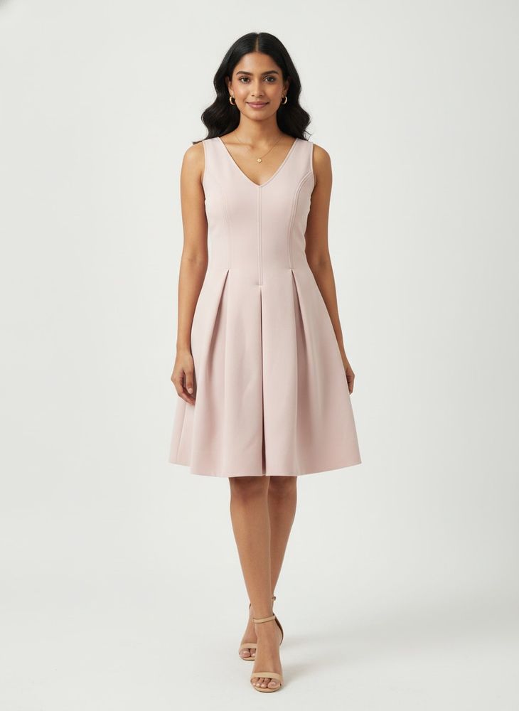 Elegant Pink V-Neck Sleeveless Dress