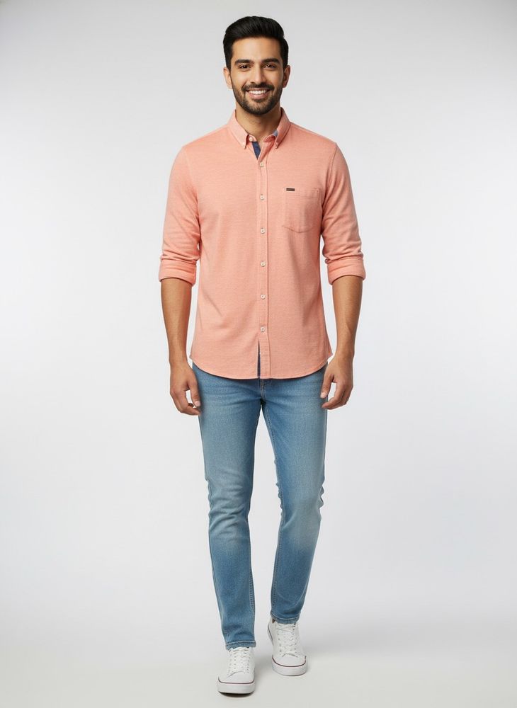 Peach Casual Shirt By PARK AVENUE