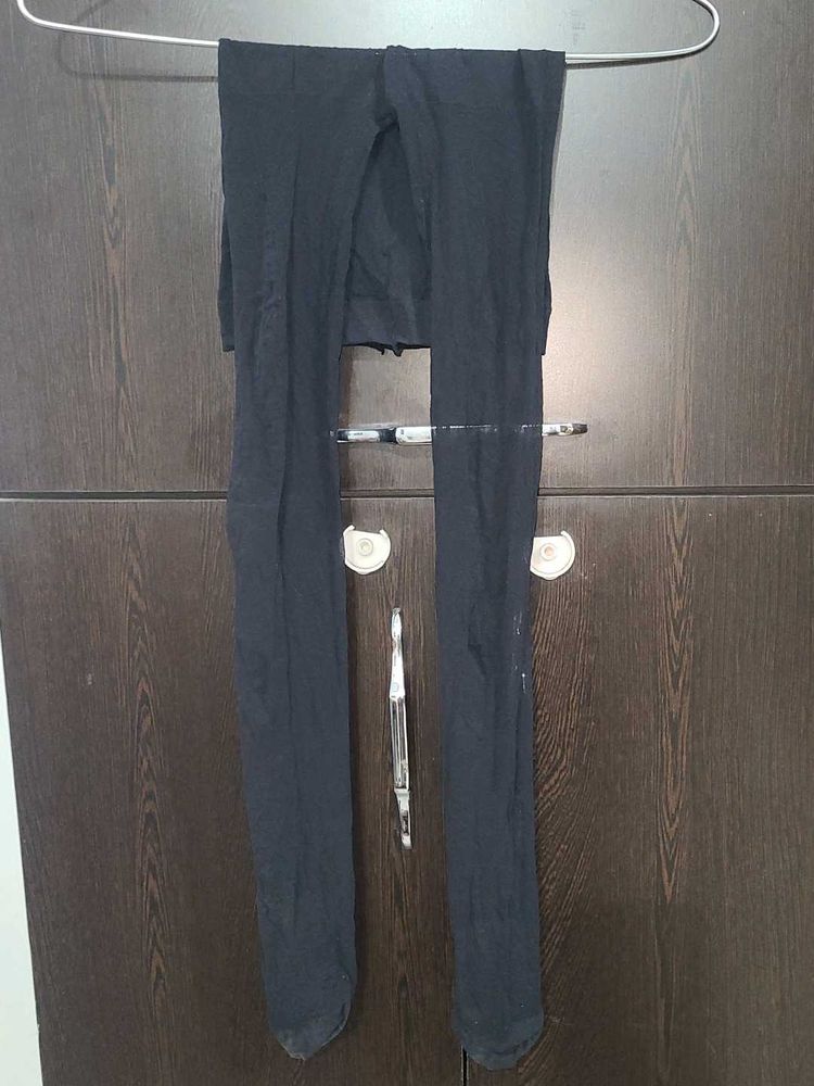 black and skin colour sheer tights