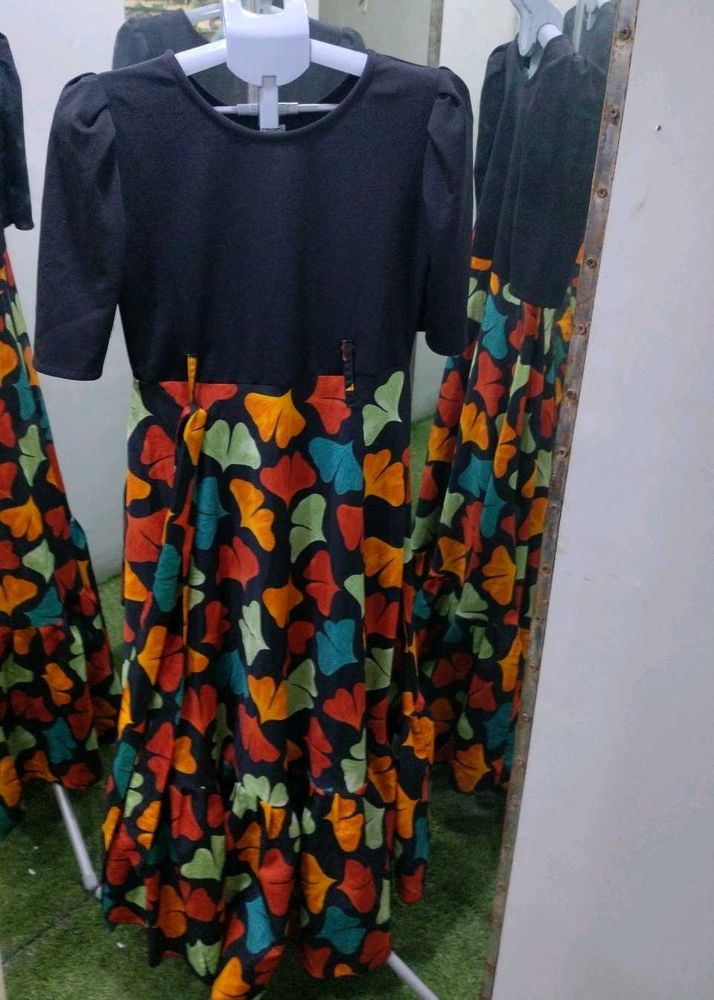 Boho Leaf Print Maxi Dress