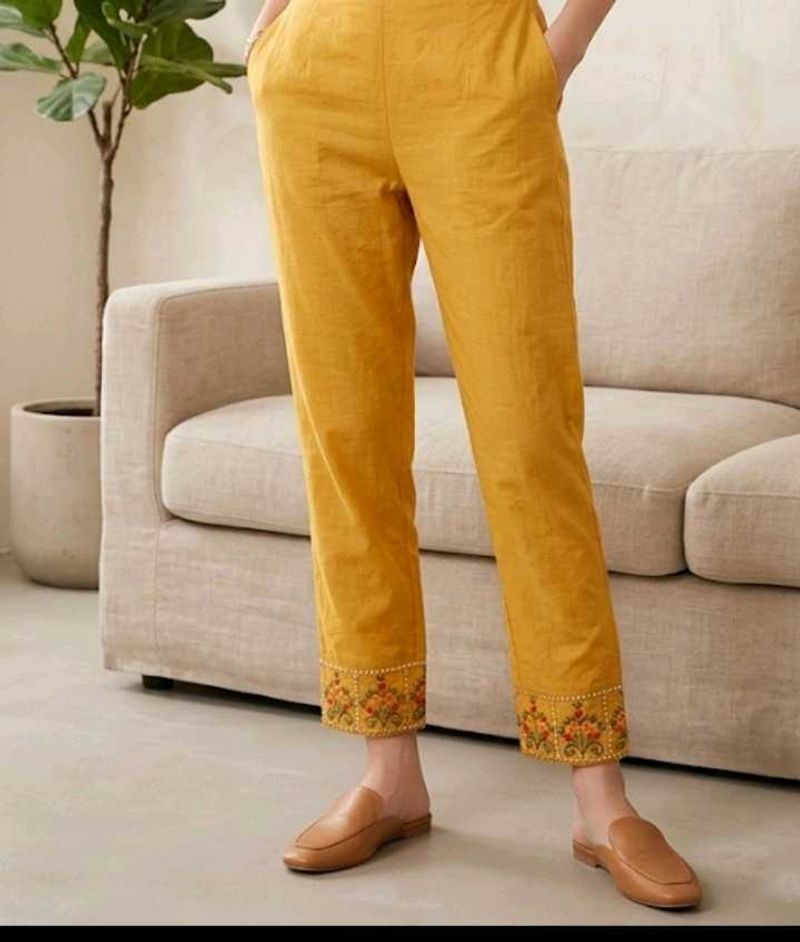 Orange embroidered  pants