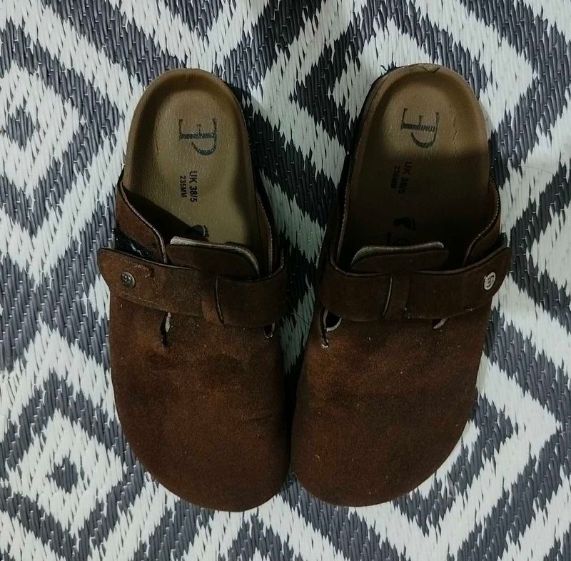 Brown Suede Clogs