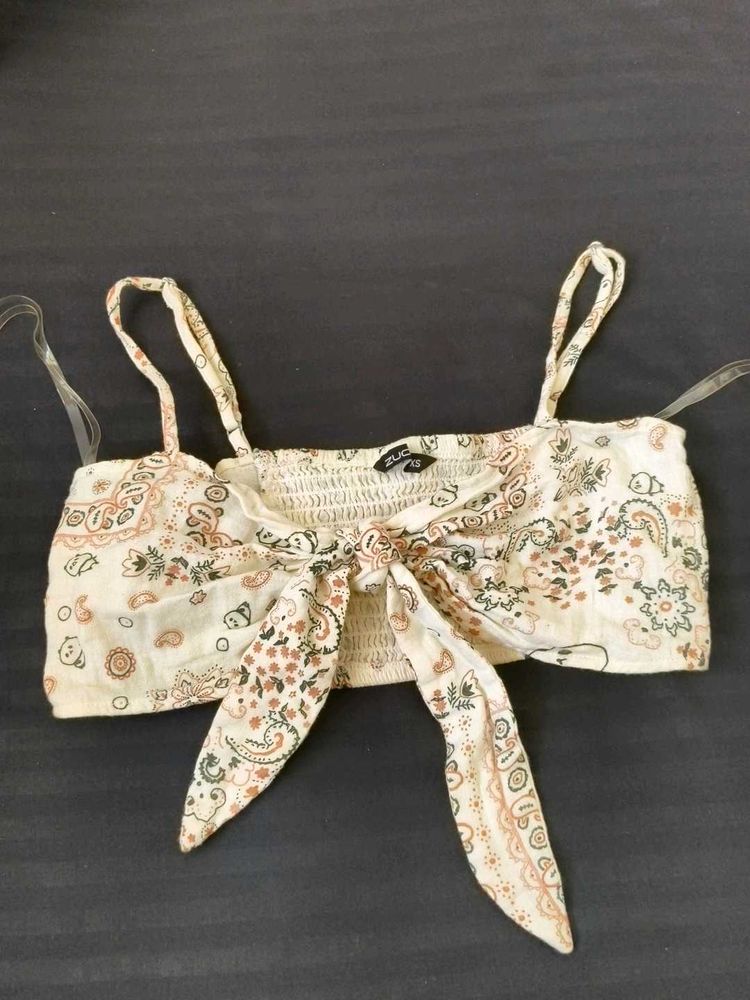Boho Tie-Front Paisley Crop Top