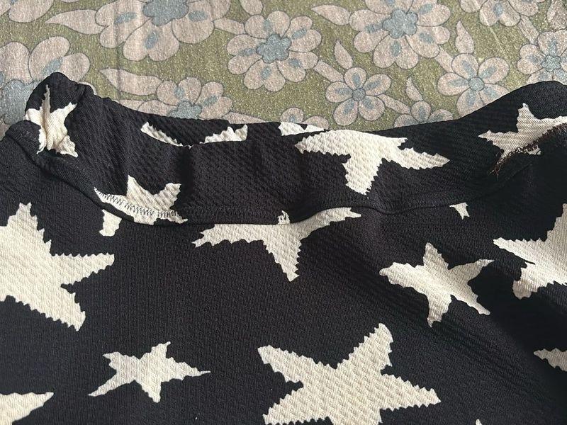 Black Star Print Skater Skirt