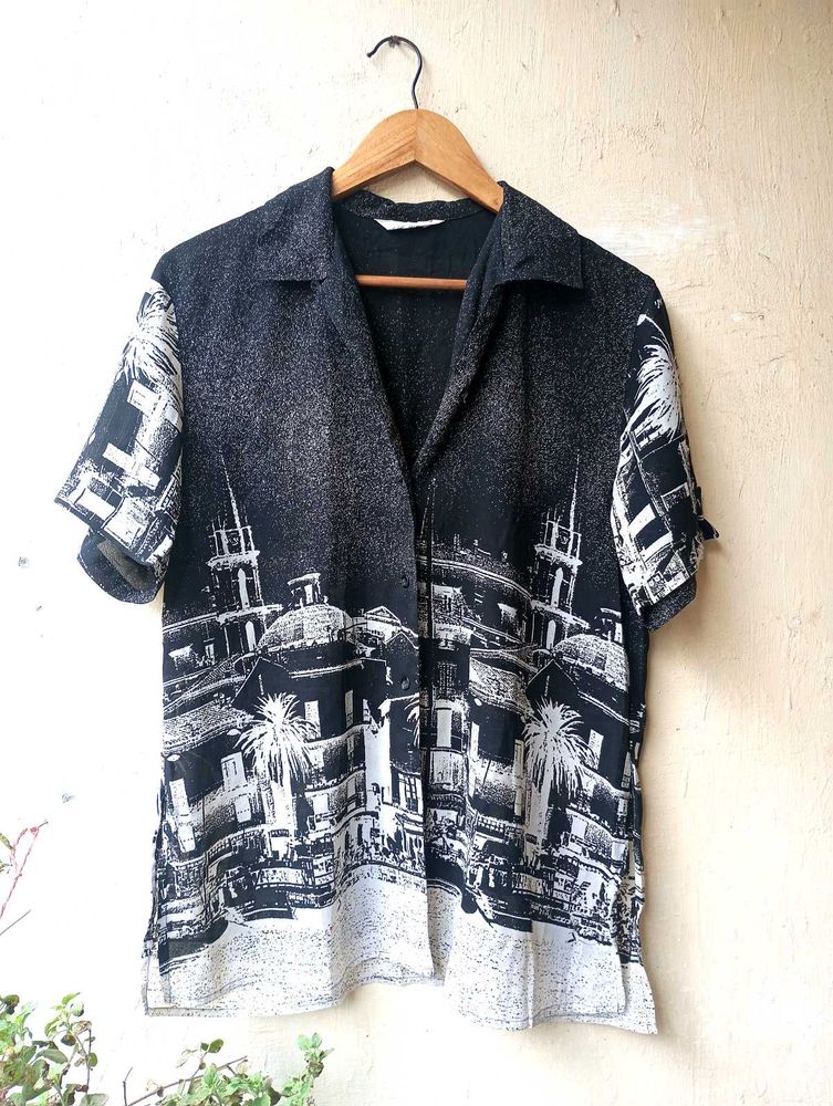 Imported Printed Button-Down Shirt (Women)