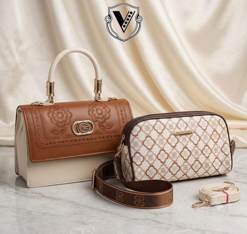 Chic Two-Tone Handbag &amp; Crossbody Set