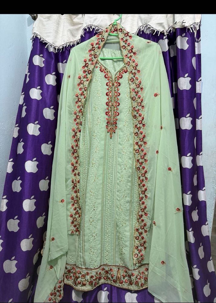 Light Green Embroidered Kurta Set