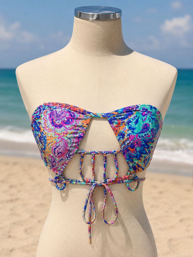 Vibrant Paisley Print Bikini Top