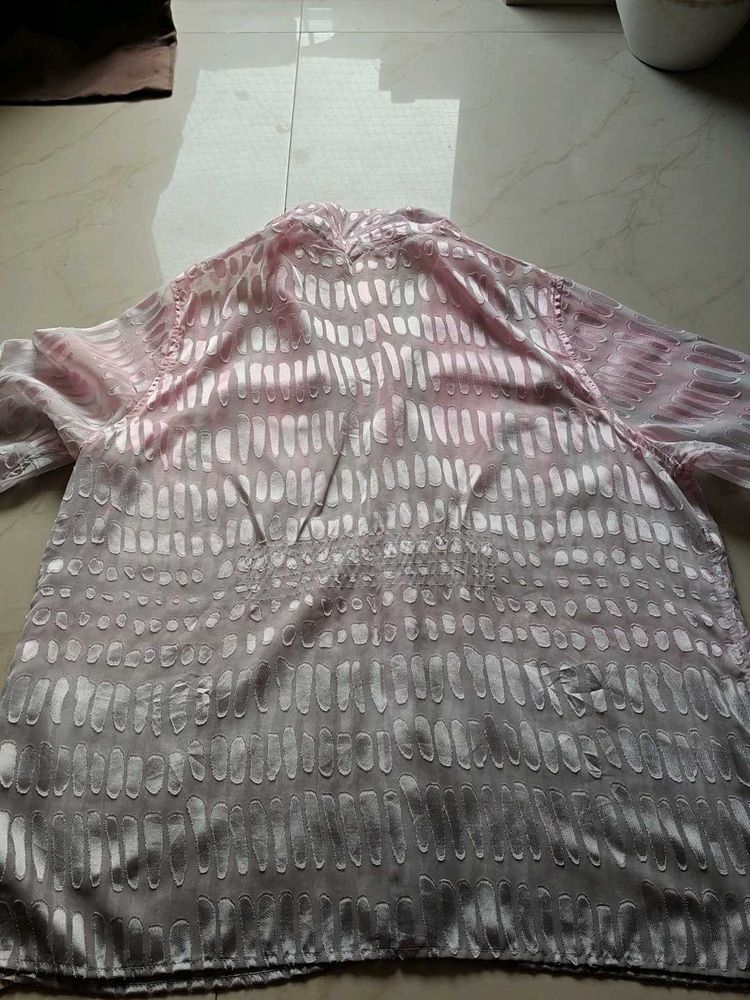 Loose Tranceparent Shaded Elegant Patterned Shirt