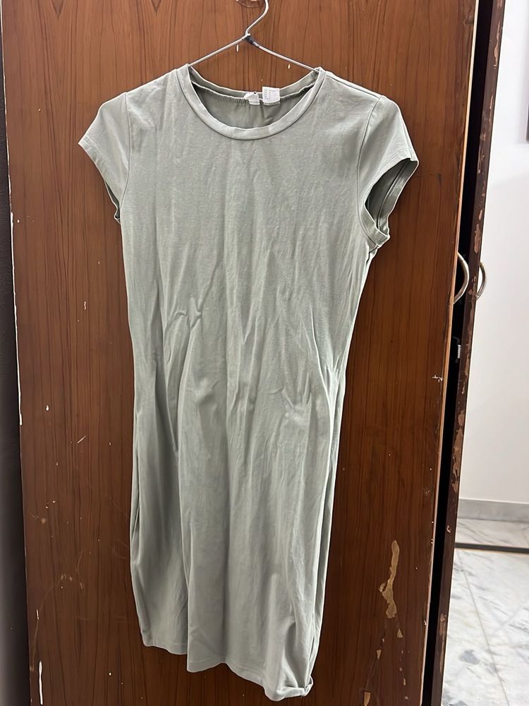 green h&amp;m tshirt dress