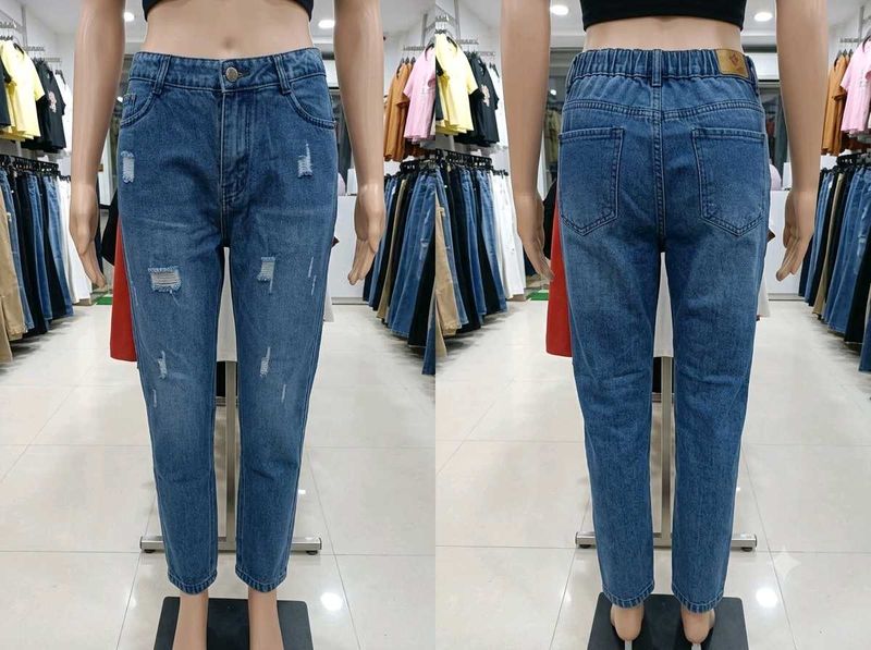 Stylish Ripped Blue Denim Jeans