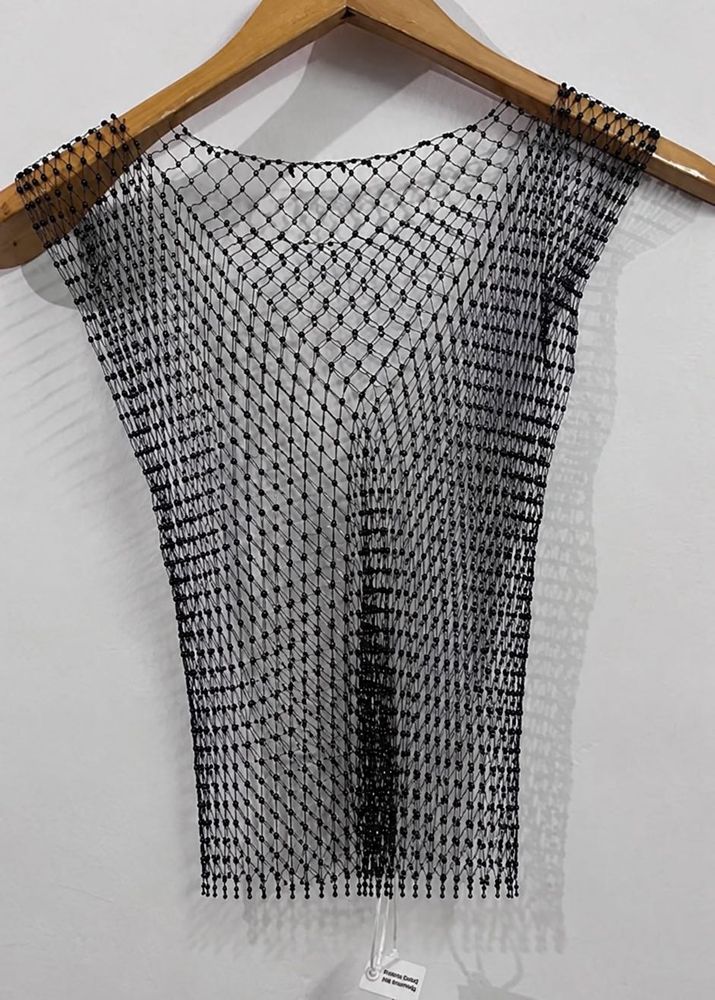 Savana Sparkly Black Mesh Crop Top