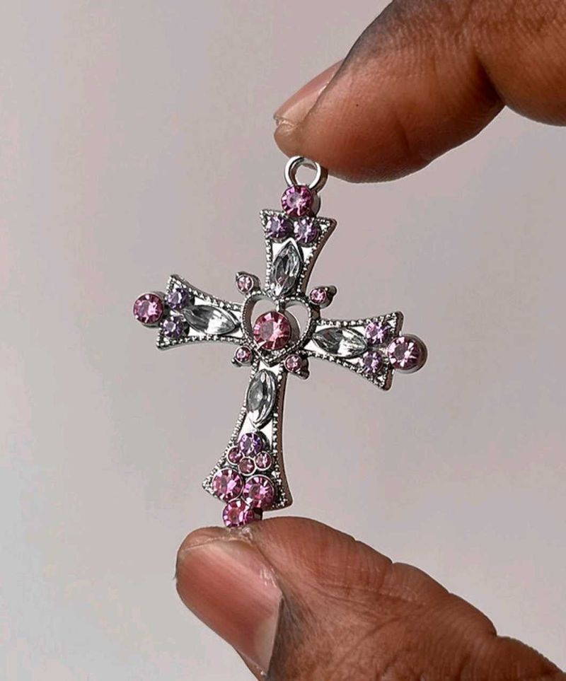 •°`Pink Cross Necklace